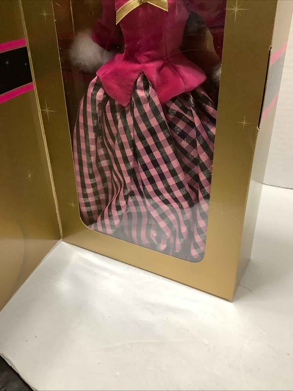 Premium Pink Doll in Fuchsia and Black Plaid Gown - Picture 7 of 16